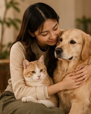 Pet parent merawat petnya dalam momen tenang
